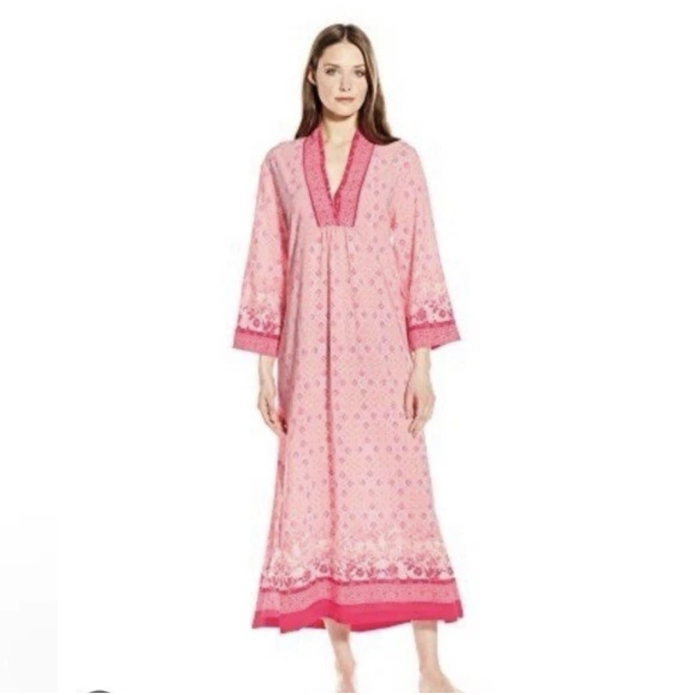 Oscar De La Renta Pink Label Women's Border Print Stretch De Chine Caftan S/M